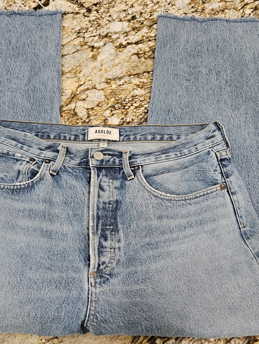AGOLDE Women's 90s Riley High Rise Loose Jeans Raw Hem Size 29 Inseam 25" - Picture 2 of 10
